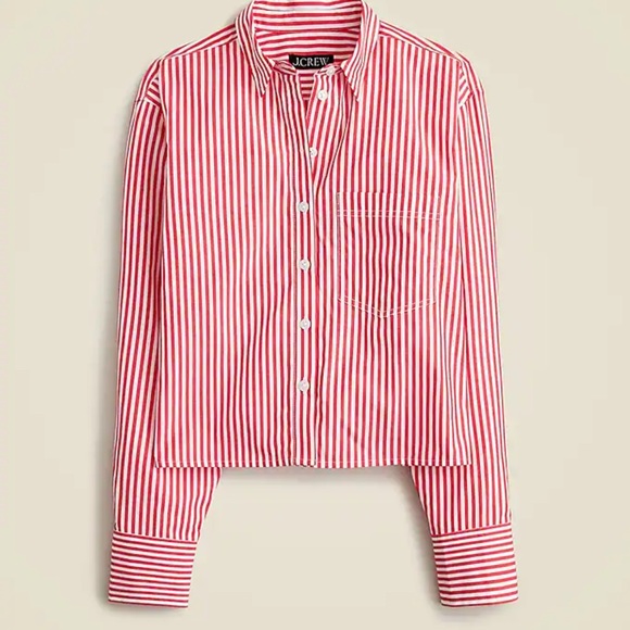 NWT J. Crew Cropped button-up shirt in Bartrum stripe CD022 TOP RATED SZ 14 - Picture 1 of 7